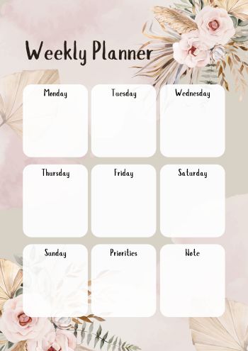 Floral weekly planner A3 Poster