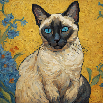 Siamese Cat - Van Gogh A3 Poster