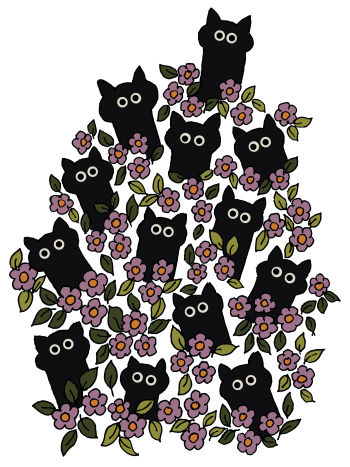 Cats in garden A3 Poster