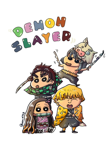 Demon slayer x Shinchan A3 Poster