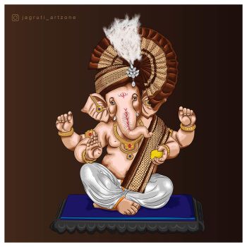 Majestic Ganesh in Digital Art A3 Poster