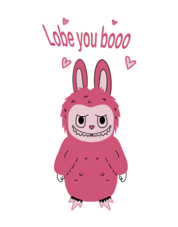 Pink labubu meme illustration A3 Poster