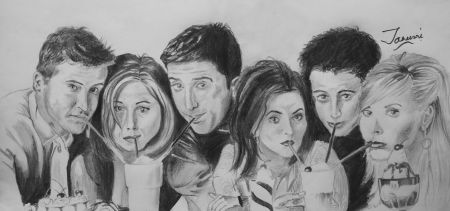 Friends TV series WIP Video  Friends sketch Drawings of friends  Portrait drawing