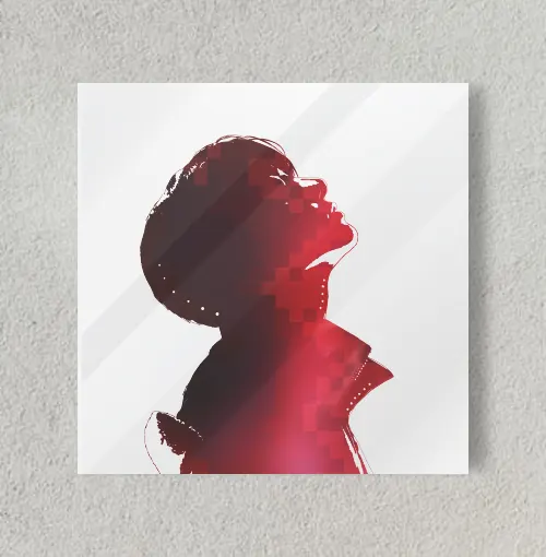 Pixelated Jk's sketch - red 8" x 8" Acrylic Poster