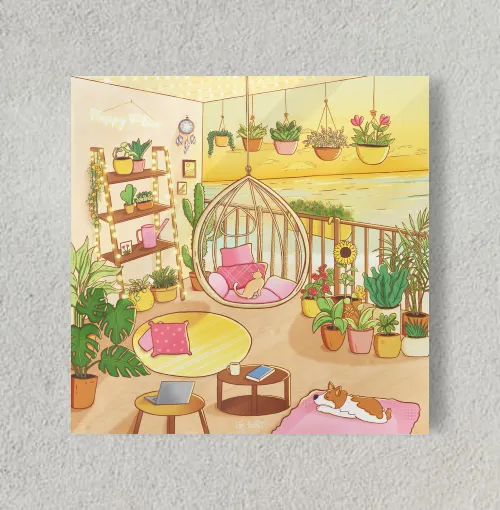 Beach Balcony 8" x 8" Acrylic Poster