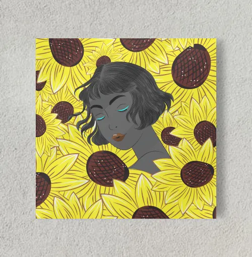 Sunflower series Illustration 1 8" x 8" Acrylic Poster