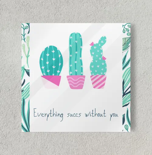 Cactus love 8" x 8" Acrylic Poster