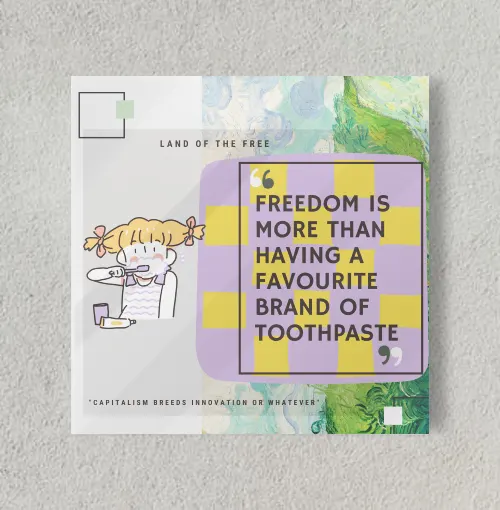 Freedom toothpaste america capitalism kawaii 8" x 8" Acrylic Poster