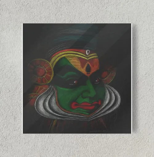 Kathakali scribble art 8" x 8" Acrylic Poster