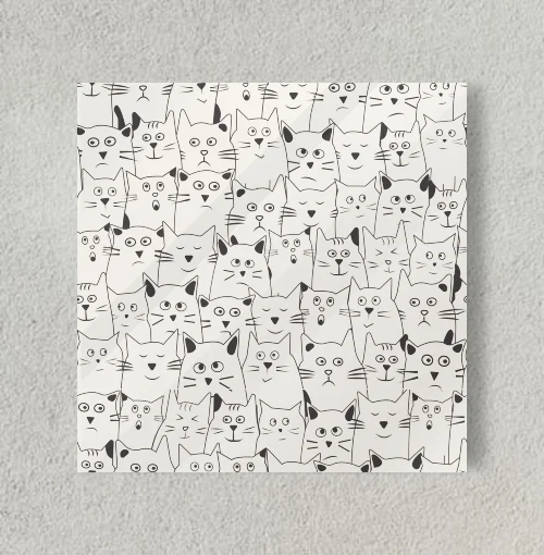 Cat doodle art 8" x 8" Acrylic Poster