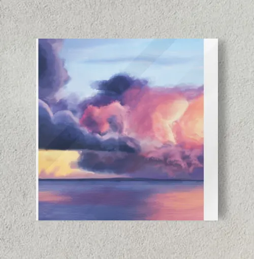 Aesthetic sunset clouds 8" x 8" Acrylic Poster