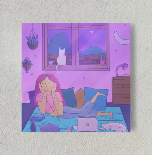 Bedroom lo-fi aesthetic  8" x 8" Acrylic Poster