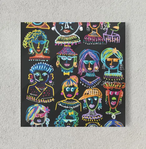 Celebrate Love with pride-Doodled  Characters 8" x 8" Acrylic Poster