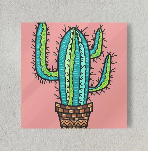 Cactus lovers unite 8" x 8" Acrylic Poster