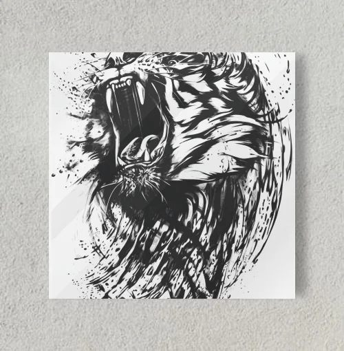 Tiger Roar Tattoo Wild Animal 8" x 8" Acrylic Poster
