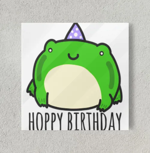 Hoppy birthday 8" x 8" Acrylic Poster