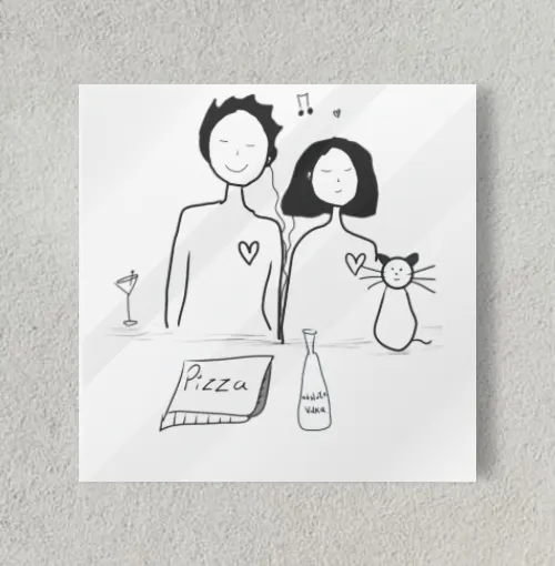 couple doodle illustration 8" x 8" Acrylic Poster