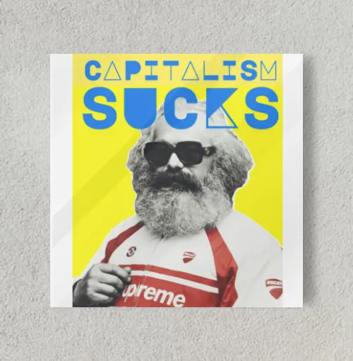 Capitalism Sucks Karl Marx 8" x 8" Acrylic Poster