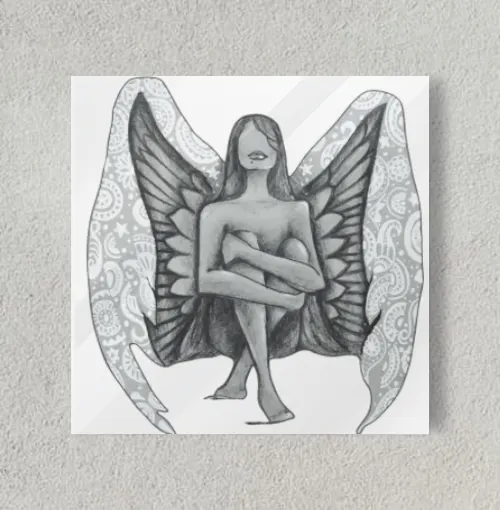 Fallen Angel abstract sketch 8" x 8" Acrylic Poster