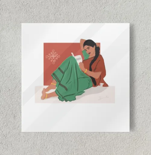 She loves to read  8" x 8" Acrylic Poster