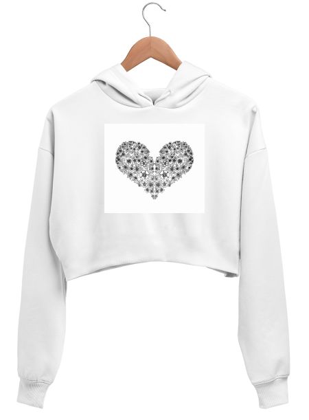 A flower heart  Crop Hoodie