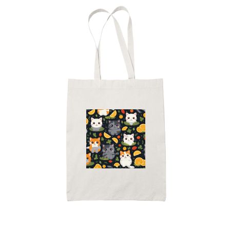 cute cat illustrated pattern Tote Bag