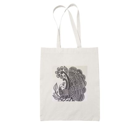 Mandala Peacock art White Tote Bag