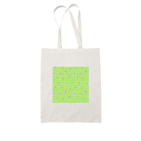 Floral grid print pattern White Tote Bag