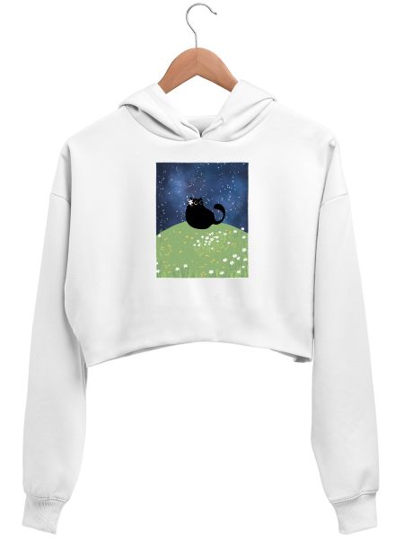 Medow Cat Crop Hoodie