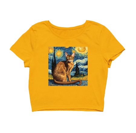 Abyssinian Cat - Van Gogh Crop Top