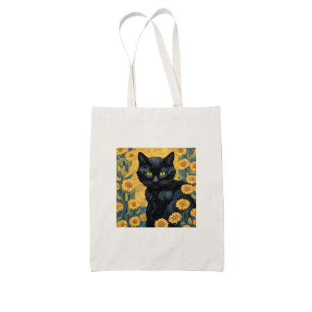 Black Cat - Van Gogh White Tote Bag