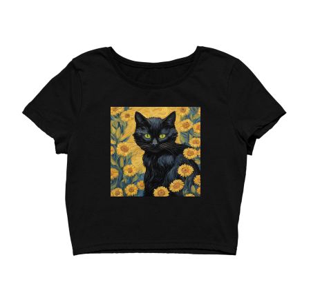 Black Cat - Van Gogh Crop Top