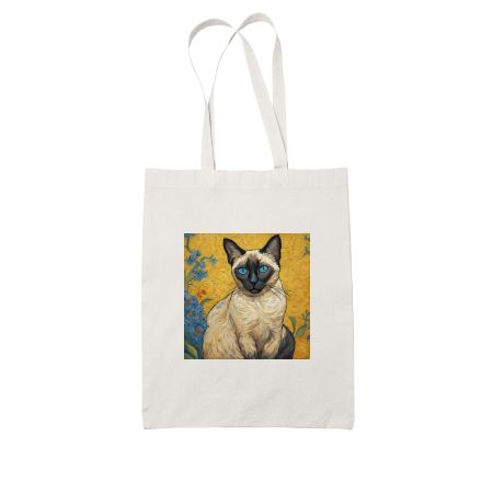 Siamese Cat - Van Gogh White Tote Bag