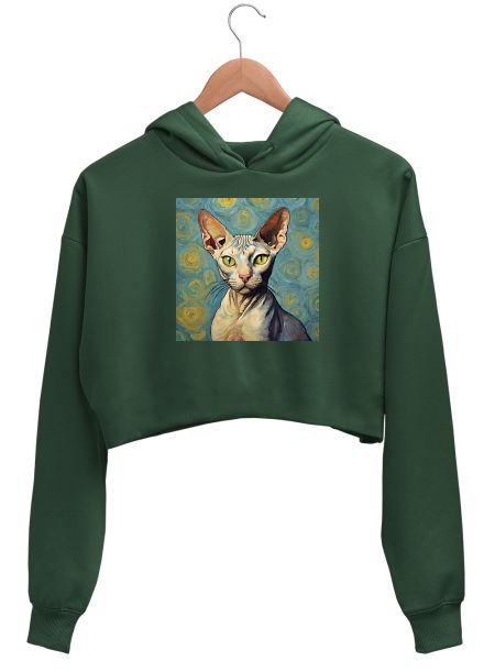 Sphynx Cat - Van Gogh Crop Hoodie