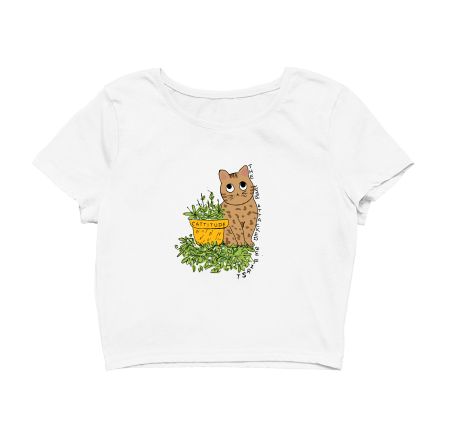 Cat attacks plant Crop Top