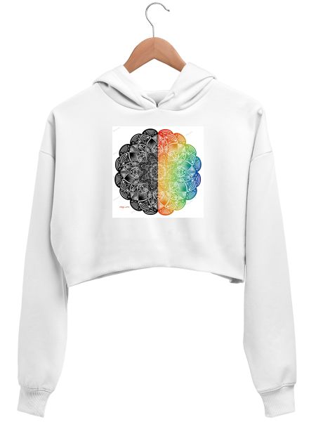 Half and half mandala  Crop Hoodie