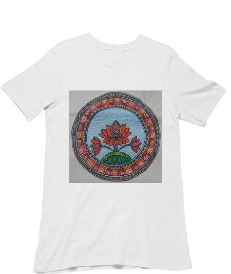 Madhubani Lotus in Pond Regular T-Shirt