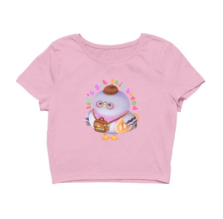Cute kawaii pigeon bread pun Crop Top