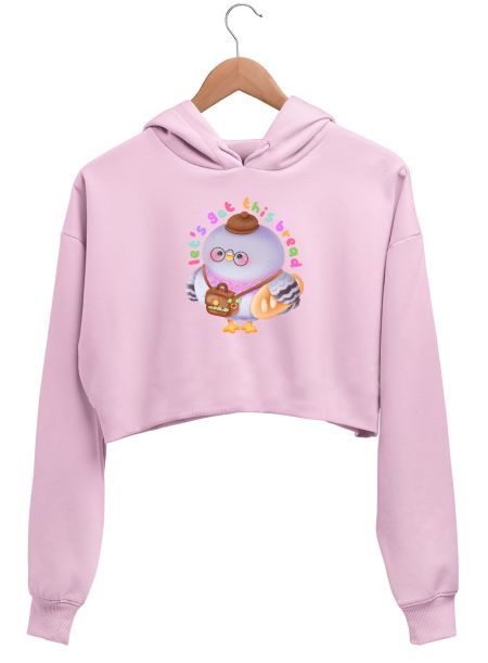 Cute kawaii pigeon bread pun Crop Hoodie