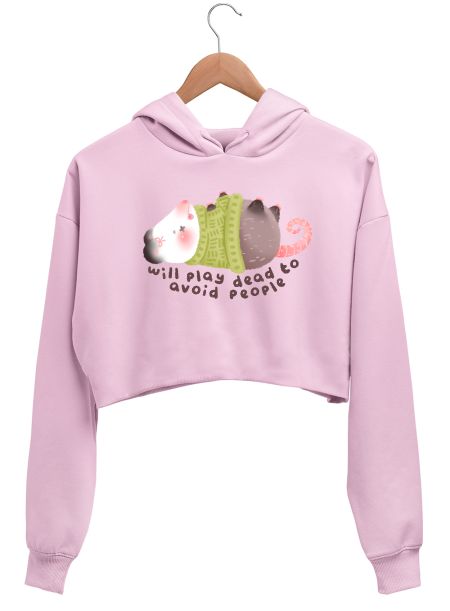 Cute kawaii introvert Possum Crop Hoodie