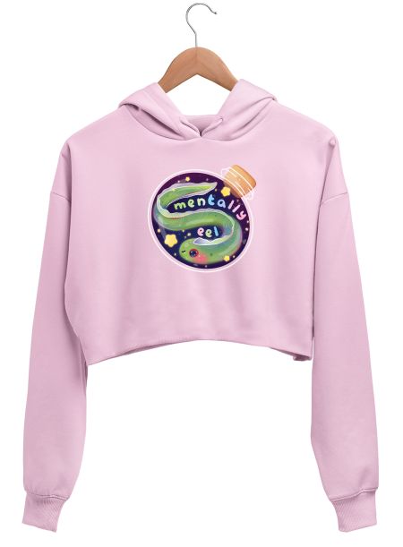 Cute kawaii mentally ill eel Crop Hoodie