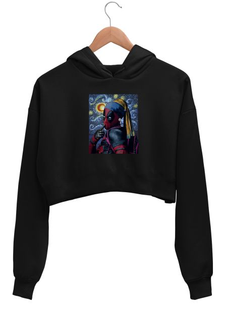 DEADPOOL | The Girl with Unicorn Backpack Crop Hoodie