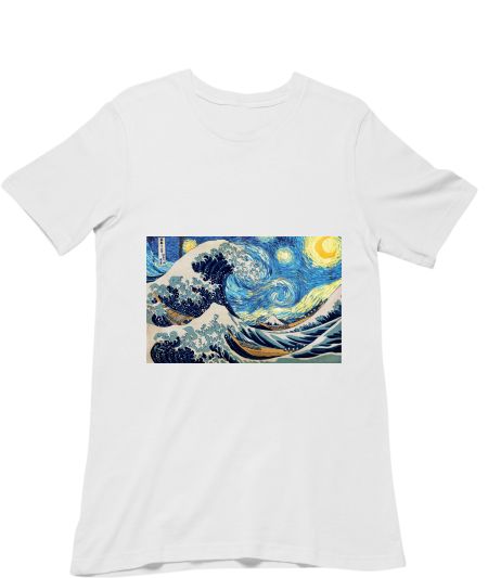 Van Gogh Starry Night and The Great Waves Regular T-Shirt
