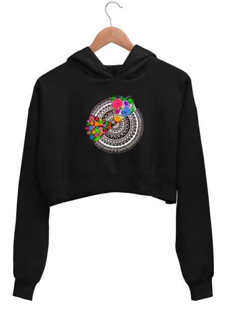 Flower mandala Crop Hoodie