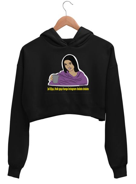 Jal lijiye Meme Crop Hoodie