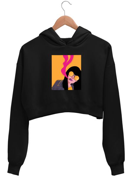 Girl with cigar Crop Hoodie