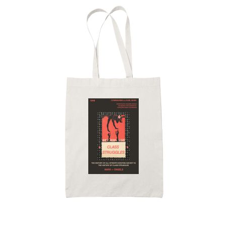 CLASS Struggle X KARL MARX X ENGELS X OFF WHITE White Tote Bag