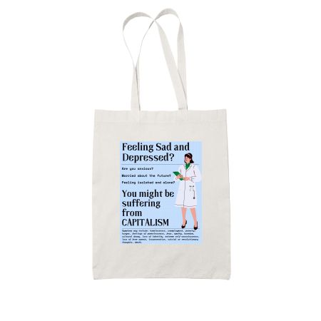 Capitalism communism ad doctor anxiety depression White Tote Bag
