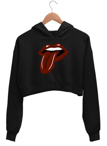 Cool Lip Smacking   Crop Hoodie