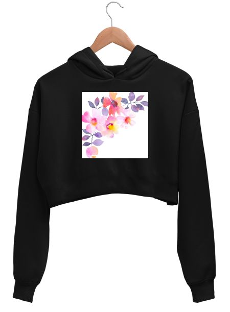 Floral Design Crop Hoodie